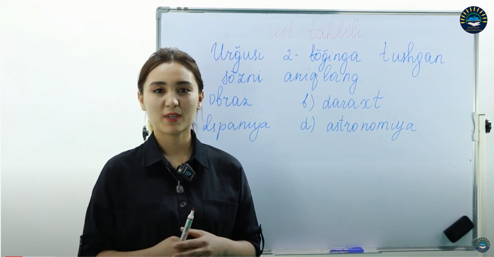 Fonetika bo'limi, urg'u mavzusi yuzasidan test savollari tahlili.